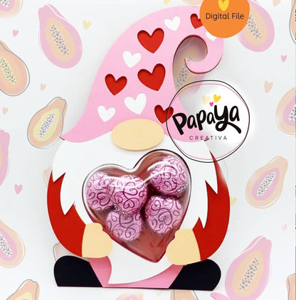 Gnome Valentines Candy holder (HEART) Dome size 8cm