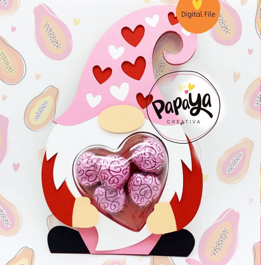 Gnome Valentines Candy holder (HEART) Dome size 8cm