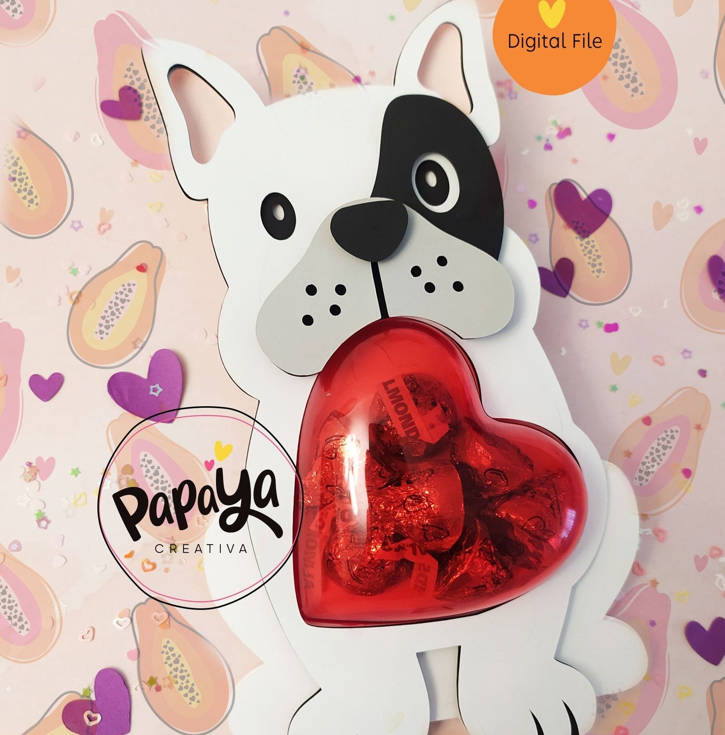 Boston Terrier Candy Holder/ Heart size 8cm