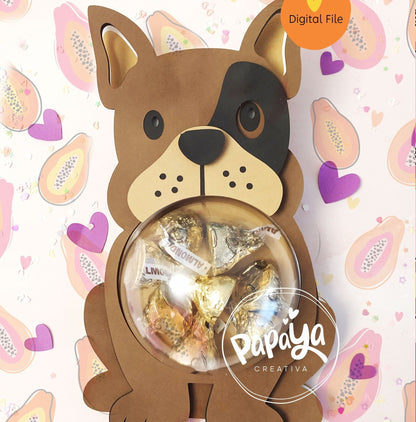 Boston Terrier DIGITAL FILE Candy Holder/ Dome size 8cm *dashed lines to open for sweets*