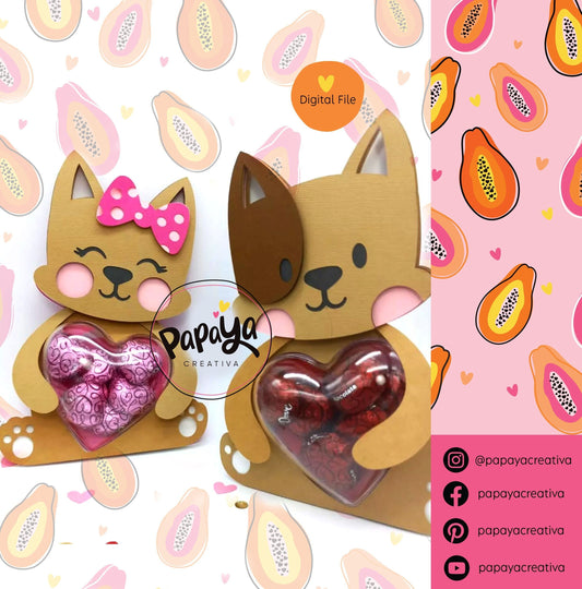 Puppies Love DIGITAL FILE Candy holder / Heart size 8cm *dashed lines to open for sweets*