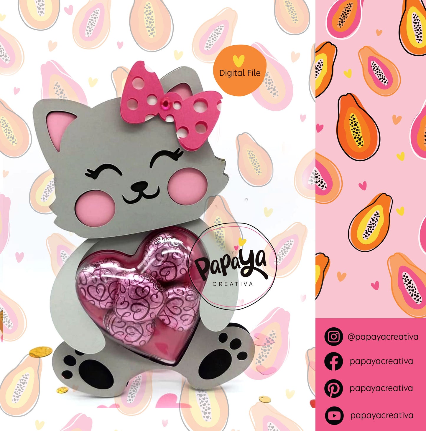 Love Kittens Candy holder/ Heart size 8cm