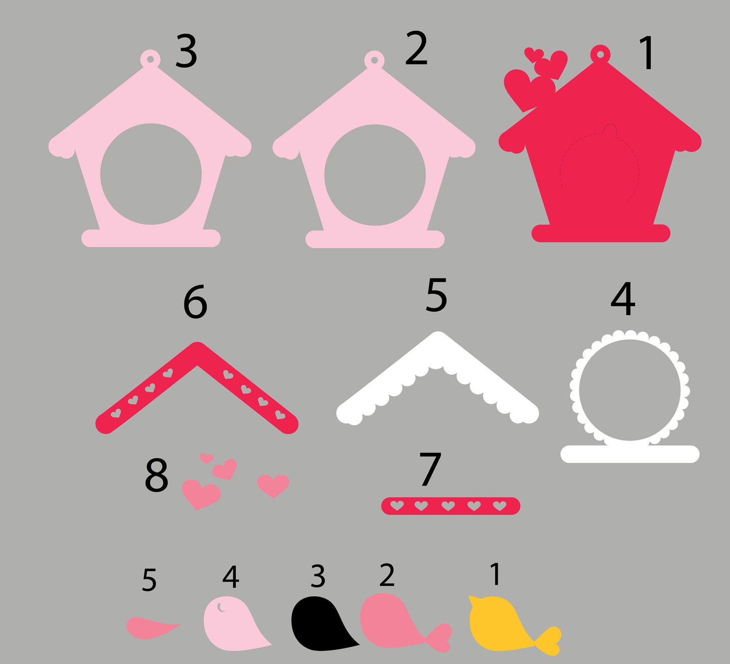 House Bird DIGITAL FILE Candy Holder / dome size 8cm *dashed lines to open for sweets*