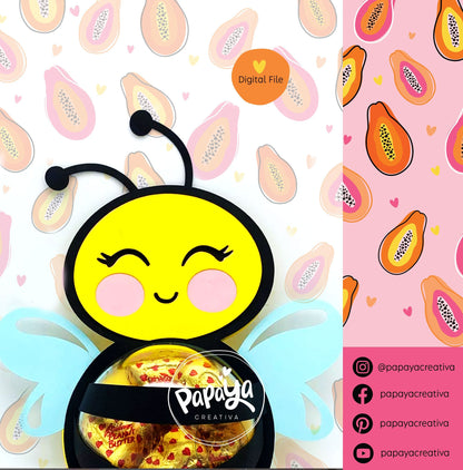 Adorable Bee Set DIGITAL FILES Candy holder/ Dome size 8cm *dashed lines to open for sweets*