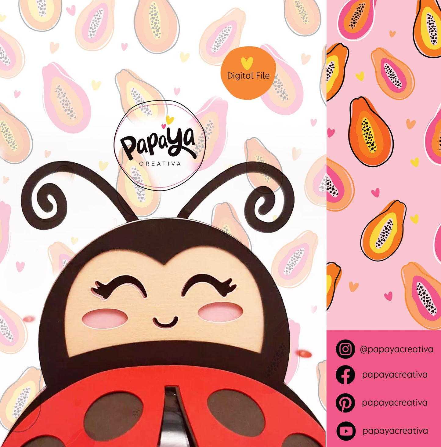 LadyBug DIGITAL FILE Candy holder / dome size 8cm *dashed lines to open for sweets*