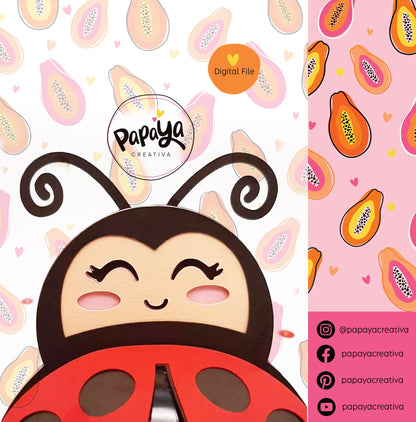 LadyBug DIGITAL FILE Candy holder / dome size 8cm *dashed lines to open for sweets*