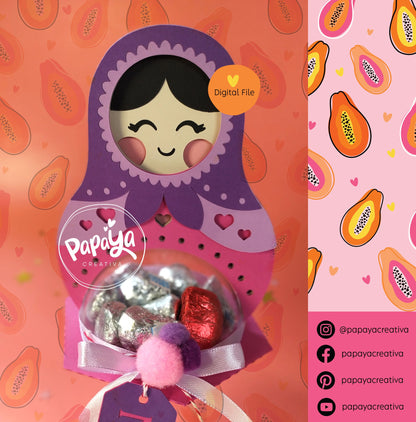 Adorable Matrioshka DIGITAL FILE Candy Holder / Dome size 8cm/ Flower Open and close system