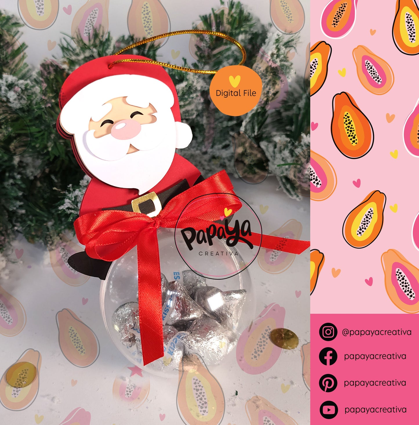 Cut File Xmas Ball Santa Claus /Ornament / Candy Holder/ Dome size 8cm