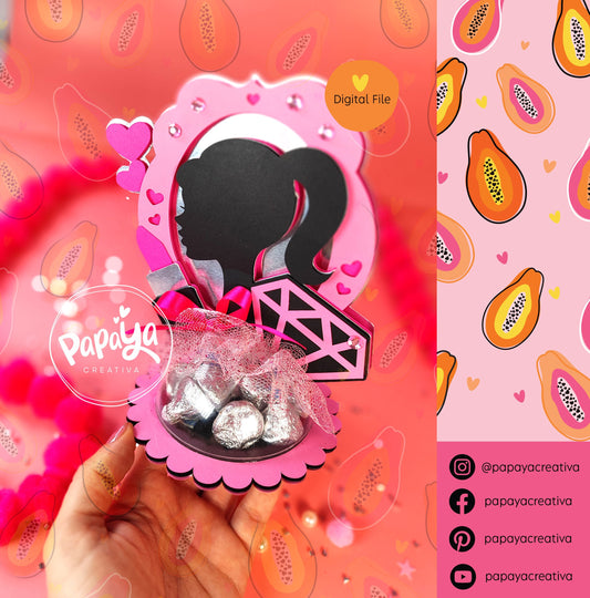 Fashion Girl DIGITAL FILE Candy Holder/ Dome size 8cm/ Open and close system