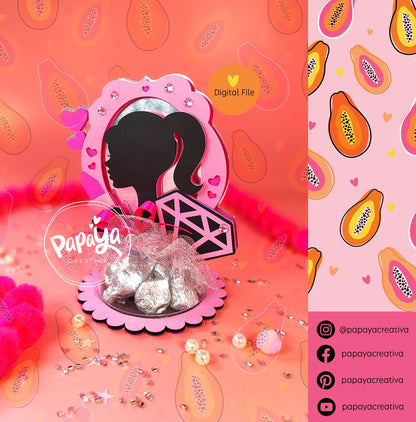 Fashion Girl DIGITAL FILE Candy Holder/ Dome size 8cm/ Open and close system