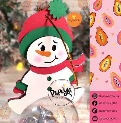 Snowman Christmas Ball (Digital File) SVG/ STUDIO Format / Ball Size 8cm