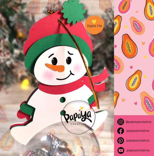 Snowman Christmas Ball (Digital File) SVG/ STUDIO Format / Ball Size 8cm