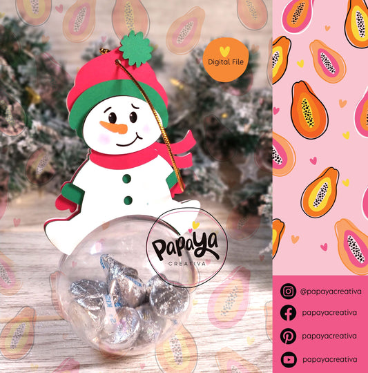 Snowman Christmas Ball (Digital File) SVG/ STUDIO Format / Ball Size 8cm