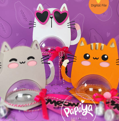 Set of 3 kittens DIGITAL FILES Candy Holder/ Dome size 8cm/ Open and close system
