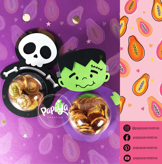 Cut File Skeleton and Frank Candy holder/ Dome size 8cm/ Halloween Party/ Open and Close system