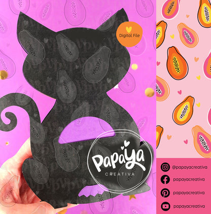 Black Cat DIGITAL FILE Candy Holder/ Dome size 8cm/ Halloween Theme / Open and Close system