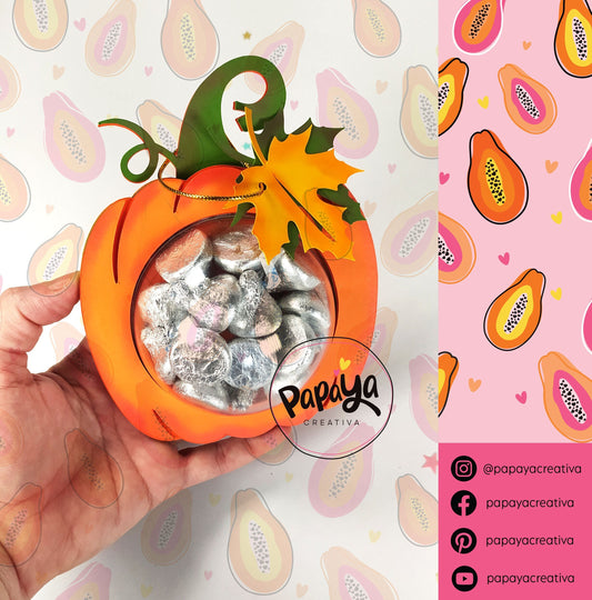 Pumpkin Autumn DIGITAL FILE Candy Holder/ Dome size 8cm/ Open and close system