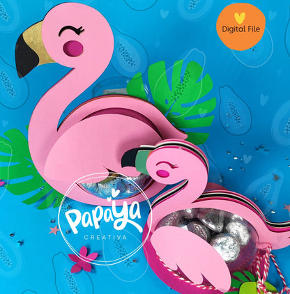 Flamingo DIGITAL FILE Candy Holder Set/ Dome size 8cm / open and close system