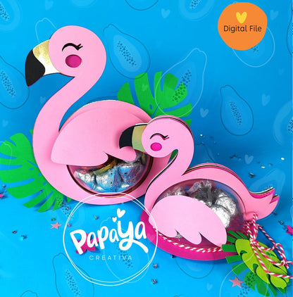 Flamingo DIGITAL FILE Candy Holder Set/ Dome size 8cm / open and close system