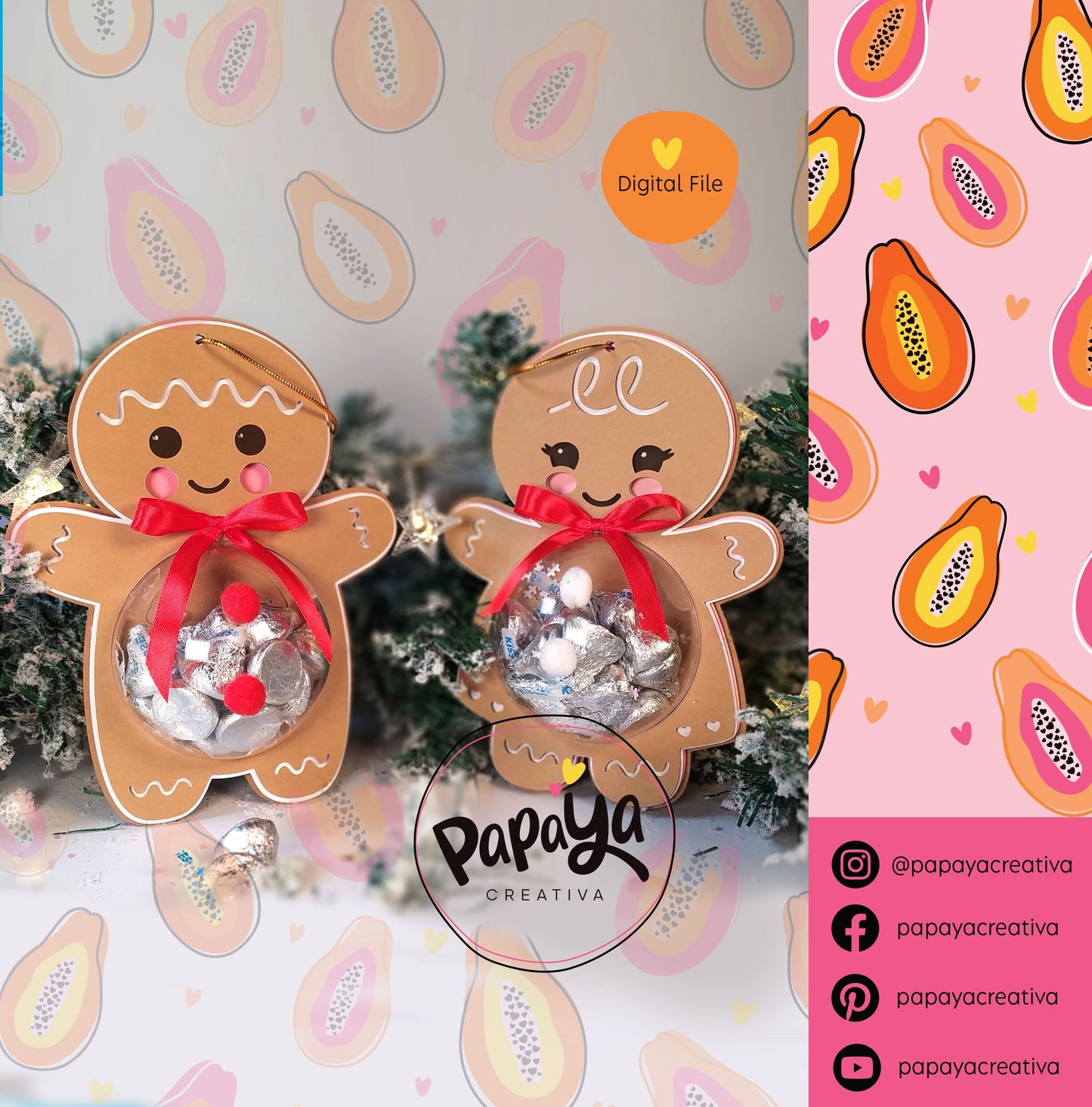 Cut File Gingerbread Cookies Set Candy Holder/ dome size 8cm / open and close system