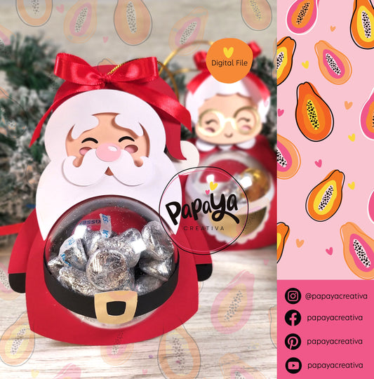 Santa and Mrs Claus Candy Holder (Digital File) SVG/ STUDIO Format Dome size 8cm / Open and close system