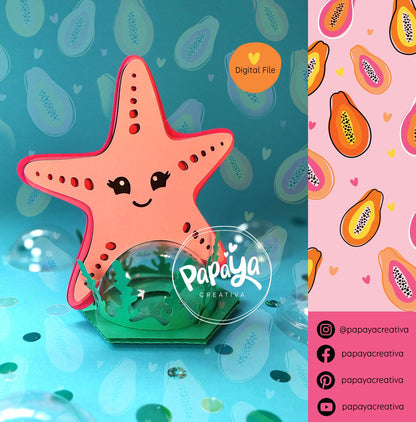 Cut File Starfish candy holder/ dome size 8cm/ open and close system