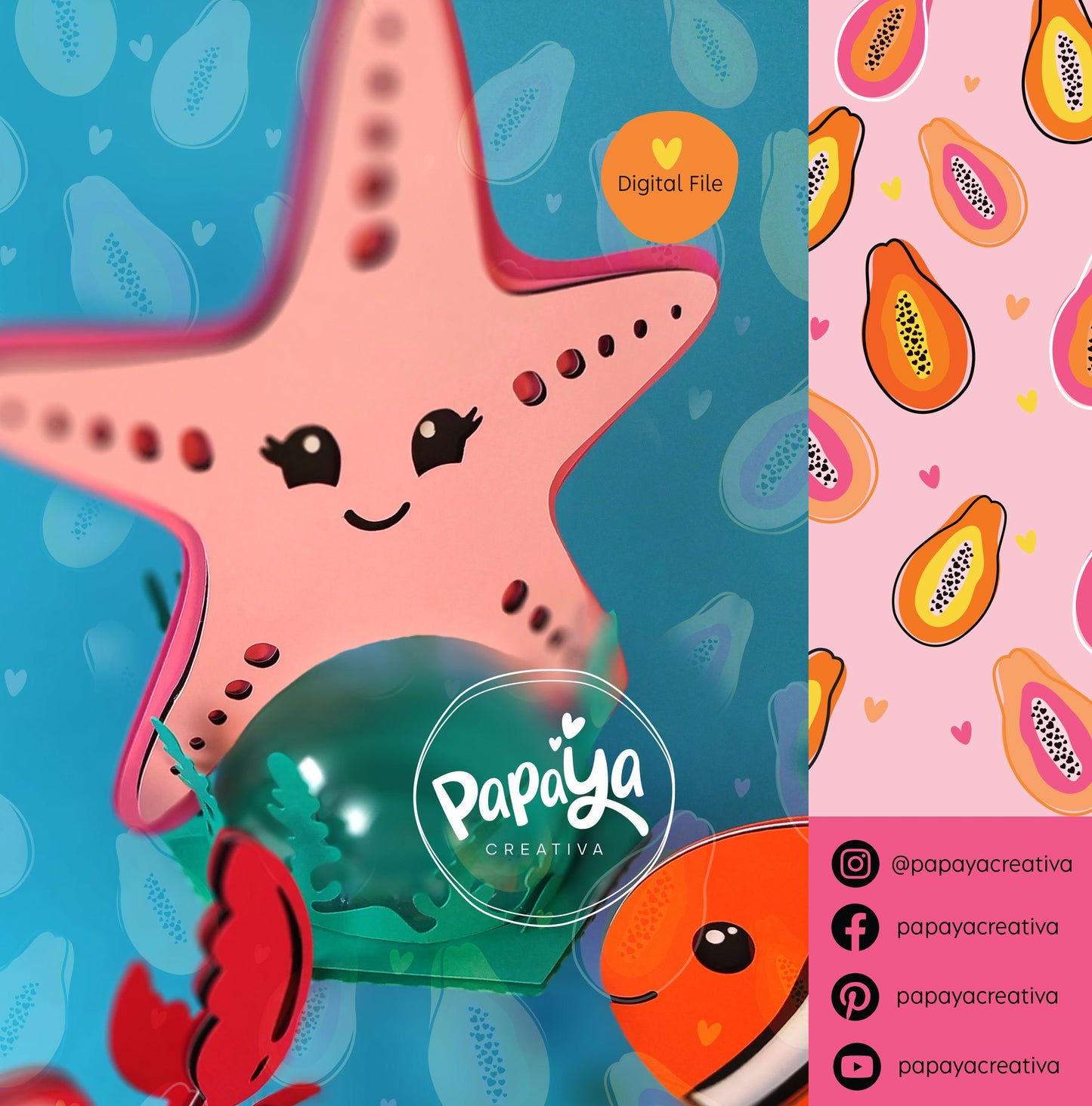 Set of 4 Sea Figures DIGITAL FILES Candy holder / dome size 8cm/ open and close system