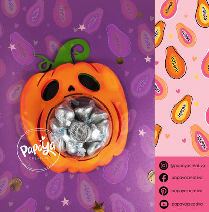 Scary Pumpkin DIGITAL FILE Candy Holder / Dome size 8cm / Halloween Party / Open and close system