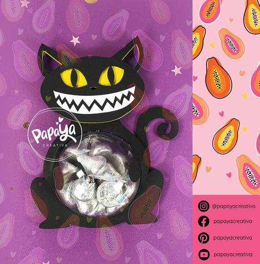 Black Cat DIGITAL FILE Candy Holder/ Dome size 8cm/ Halloween Theme / Open and Close system