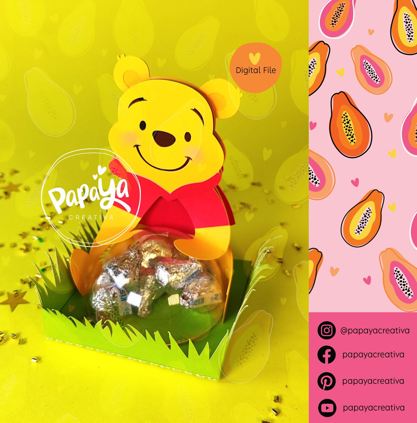 Winnie DIGITAL FILE Candy Holder/ Dome size 8cm/ envelope system (open and close system)