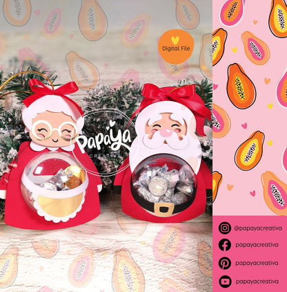 Santa and Mrs Claus Candy Holder (Digital File) SVG/ STUDIO Format Dome size 8cm / Open and close system