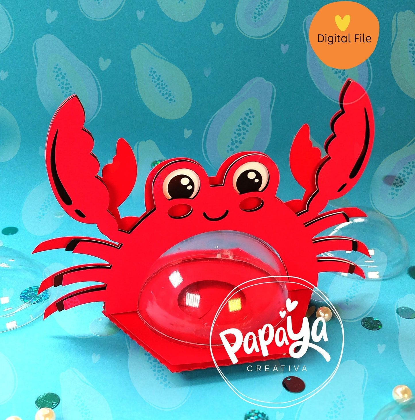 Crab DIGITAL FILE Candy Holder/ dome size 8cm/ open and close system