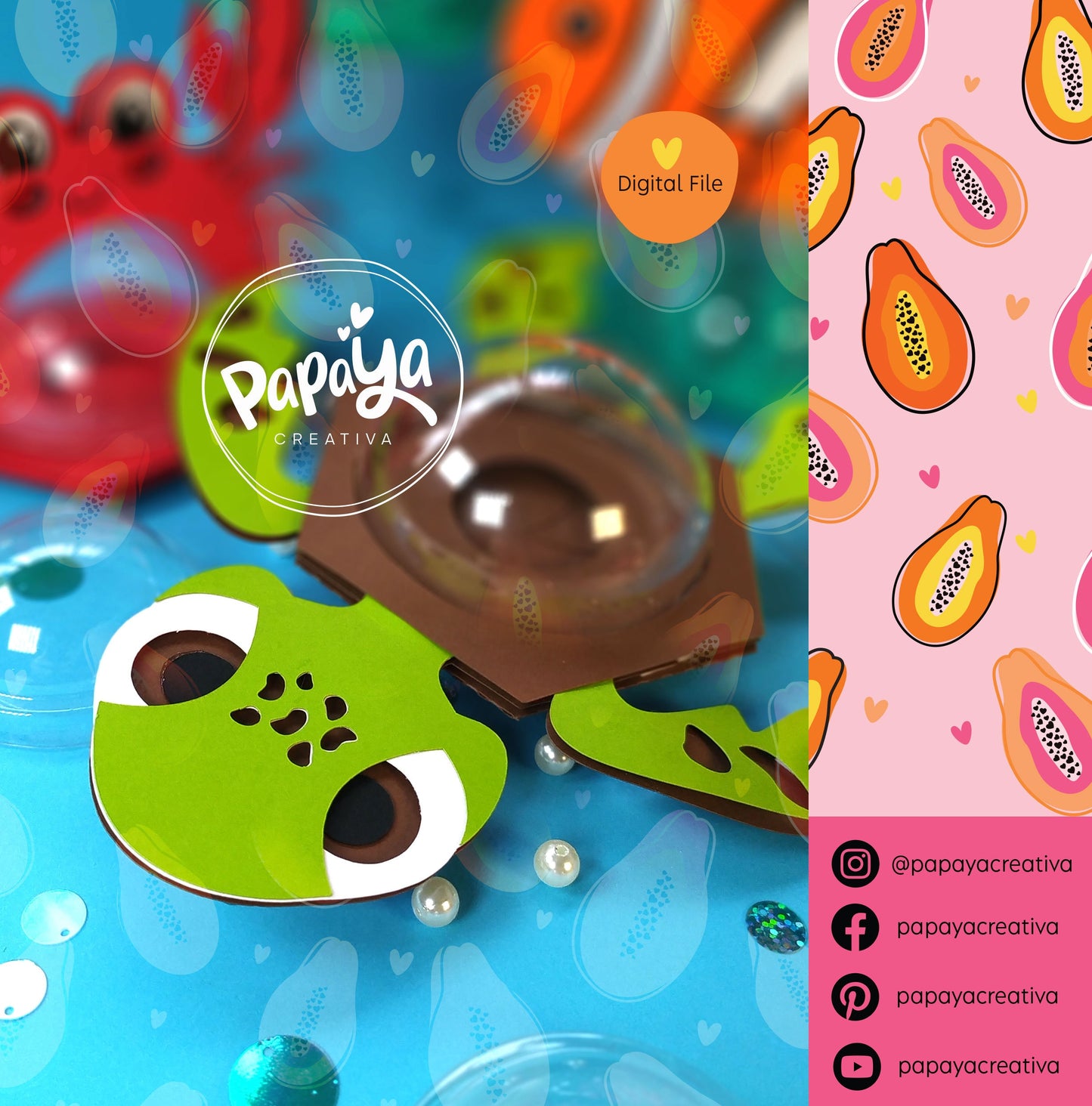 Set of 4 Sea Figures DIGITAL FILES Candy holder / dome size 8cm/ open and close system