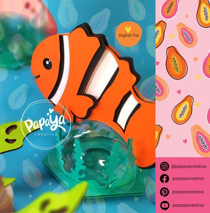 Set of 4 Sea Figures DIGITAL FILES Candy holder / dome size 8cm/ open and close system