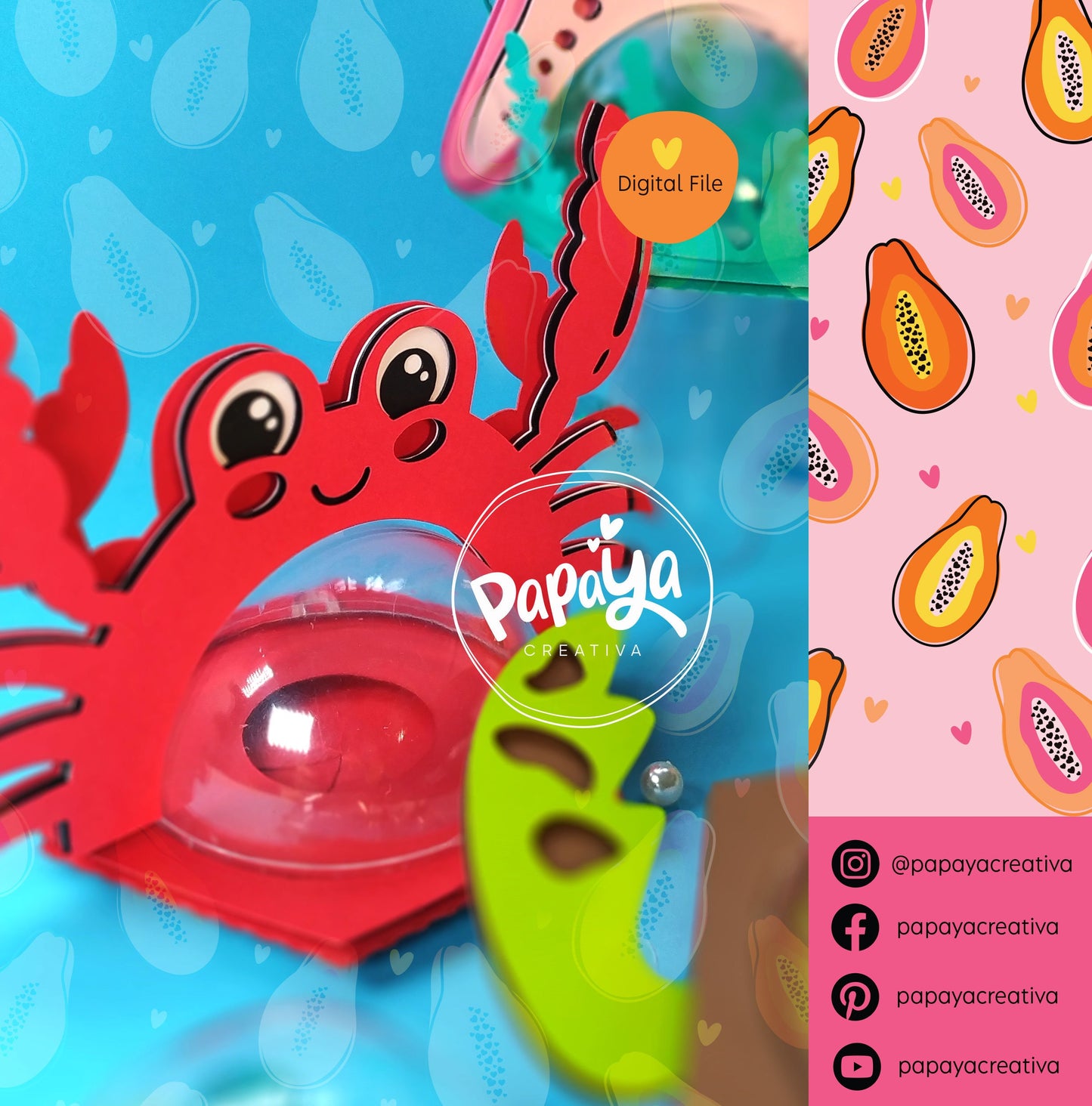 Set of 4 Sea Figures DIGITAL FILES Candy holder / dome size 8cm/ open and close system