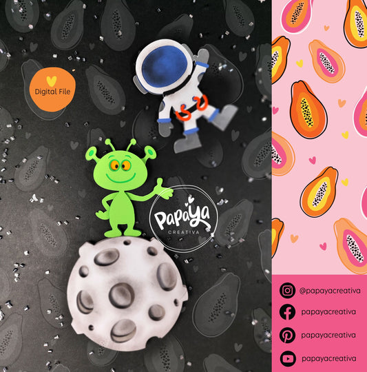 Cut File Space Figures and decorative tag