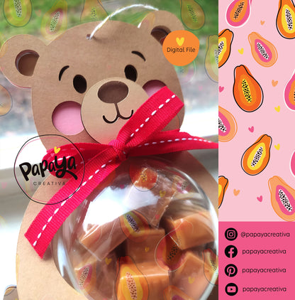 Lovely Bear DIGITAL FILE Candy Holder/ Dome size 8cm