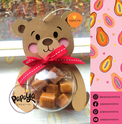 Lovely Bear DIGITAL FILE Candy Holder/ Dome size 8cm