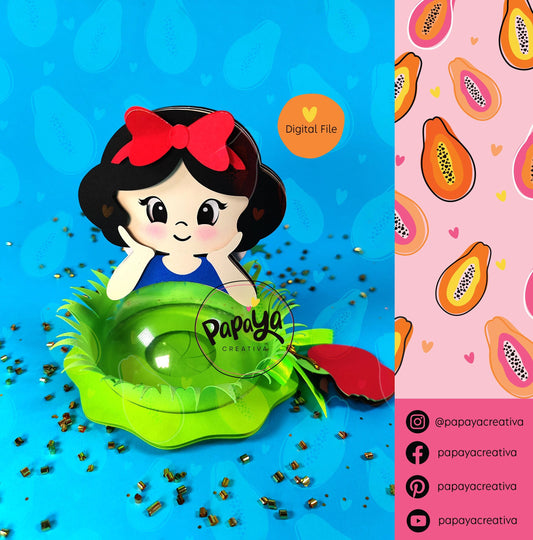 Snow White DIGITAL FILE Candy Holder/ Dome size 8cm/ open and close sytem