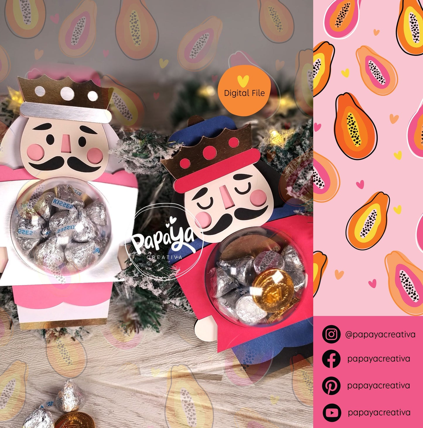 Nutcracker Set Candy Holder (Digital File) SVG/ STUDIO Format / dome size 8cm/ open and close system