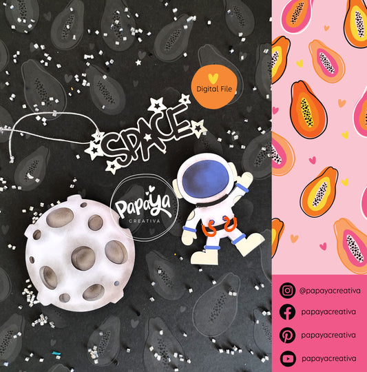 Cut File Space Figures and decorative tag