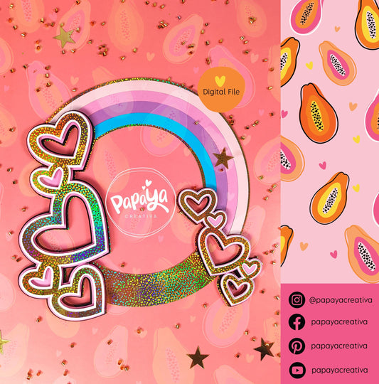 Caketopper base DIGITAL FILE (rainbow and hearts)