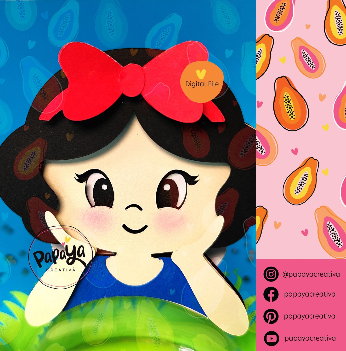 Snow White DIGITAL FILE Candy Holder/ Dome size 8cm/ open and close sytem