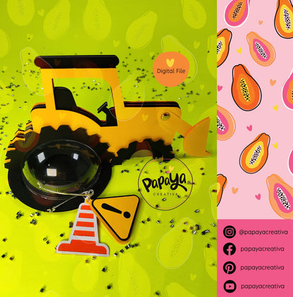 Constructions Tractor DIGITAL FILE Candy holder/ dome size 8cm/ flower system