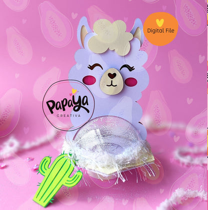 Set Llama Cactus DIGITAL FILE Candy Holder/ dome size 8cm/ flower open and close system