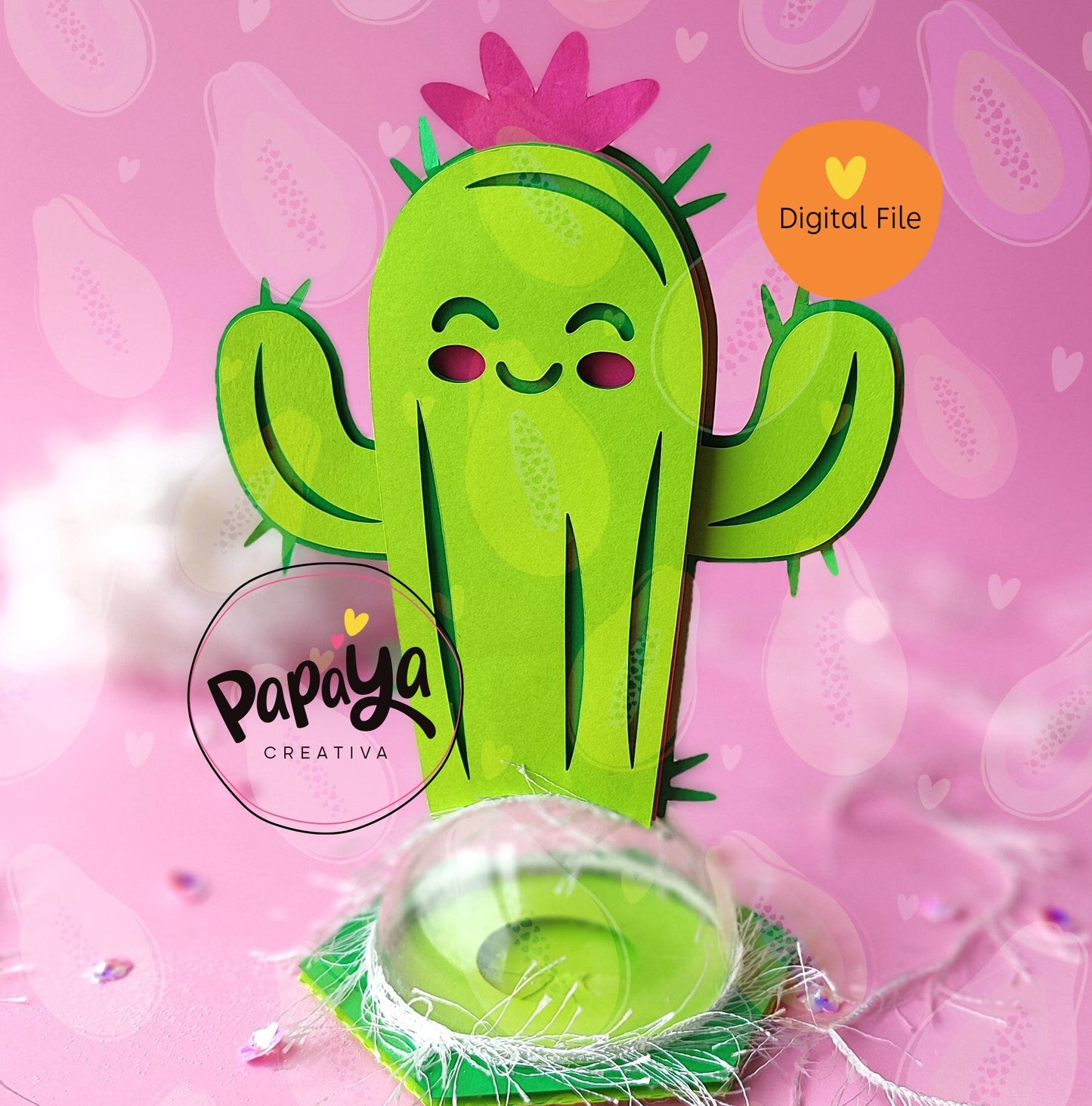 Set Llama Cactus DIGITAL FILE Candy Holder/ dome size 8cm/ flower open and close system