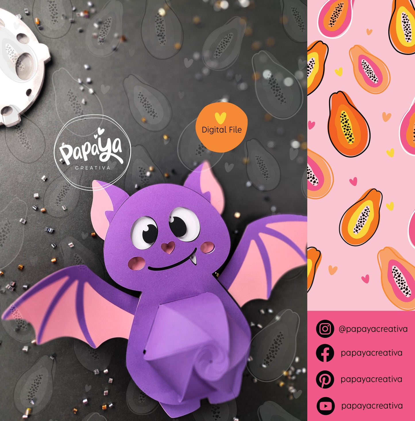 Cut File Bat Halloween Candy Holder