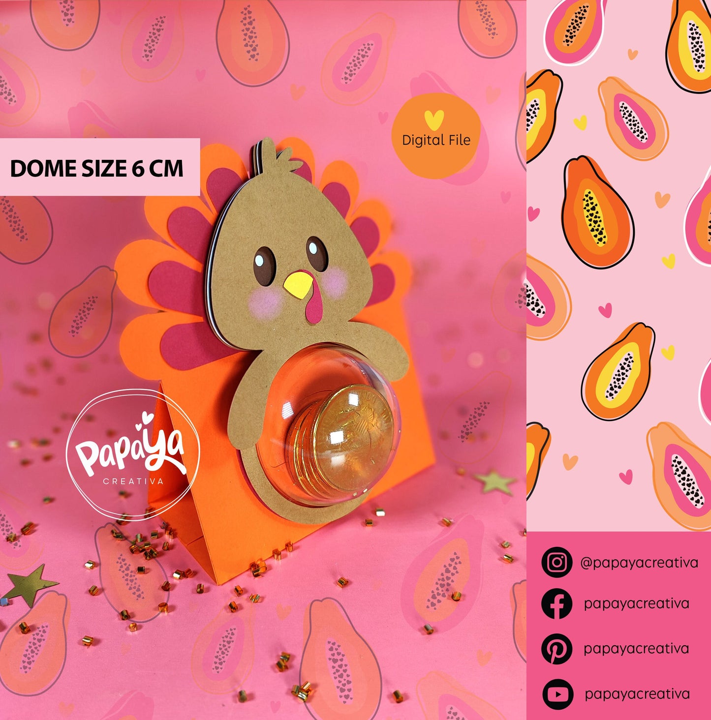 Cut File Candy Holder & Card Thanksgiving Day / Dome size 6cm