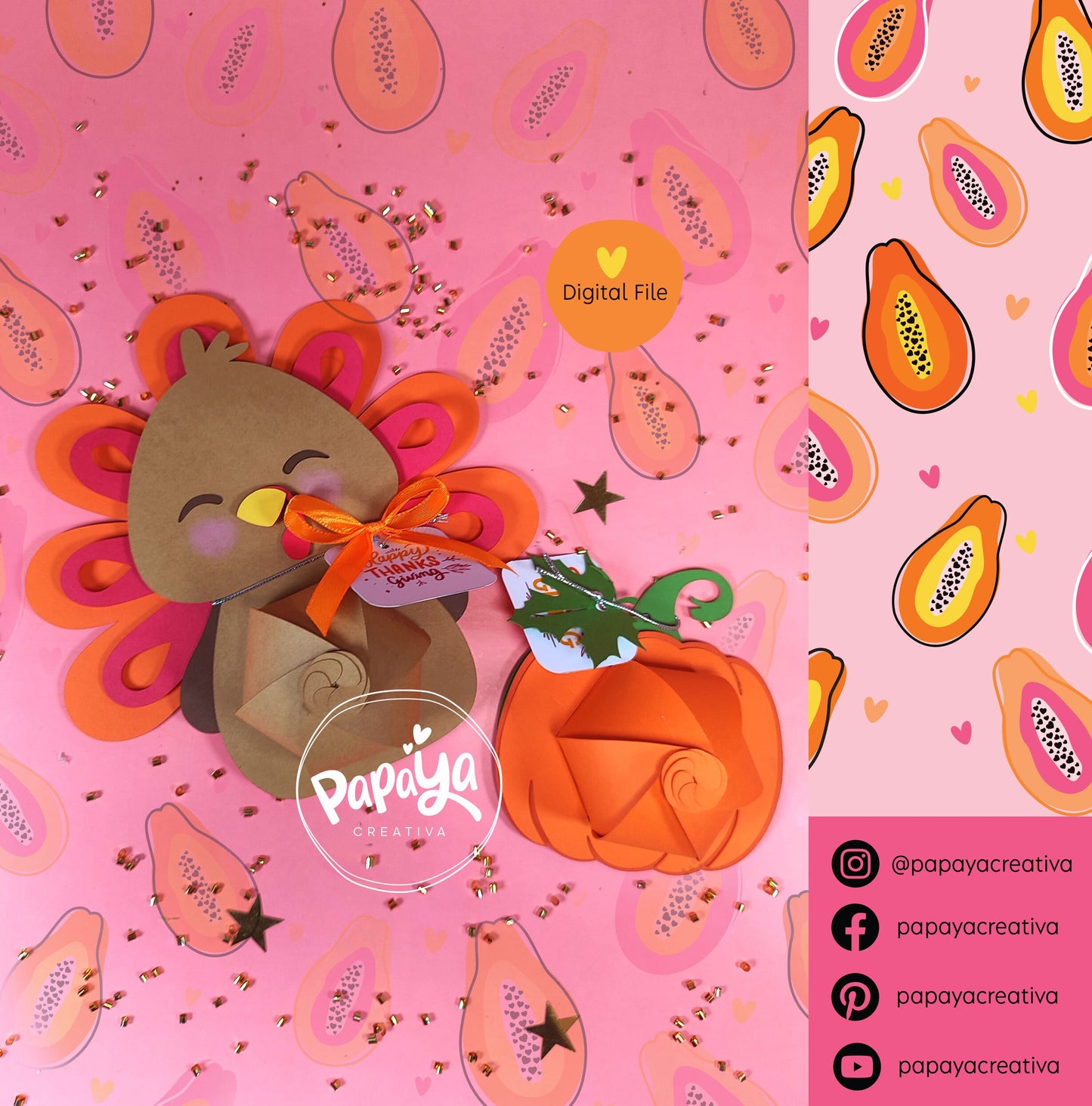 Cut File Set Turkey and pumpkin Holder/ Thanksgiving Day