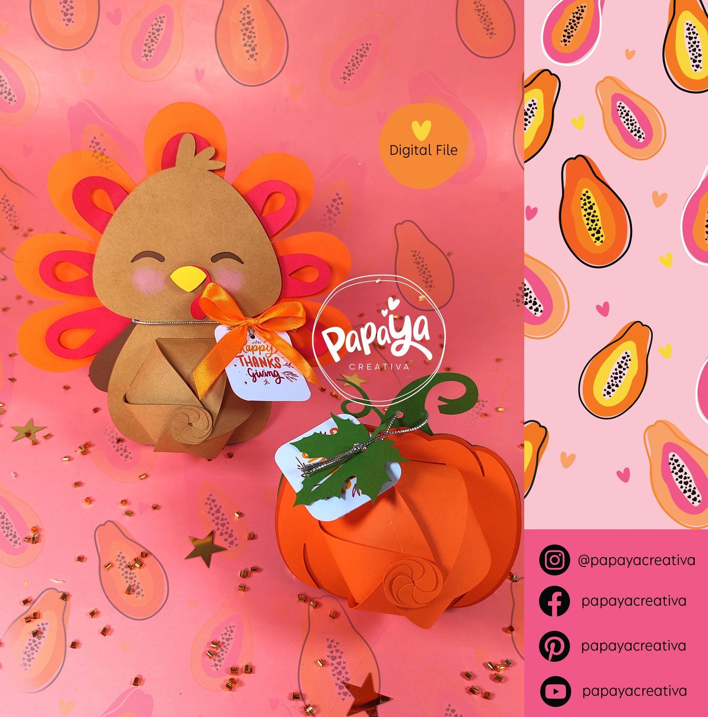 Cut File Set Turkey and pumpkin Holder/ Thanksgiving Day